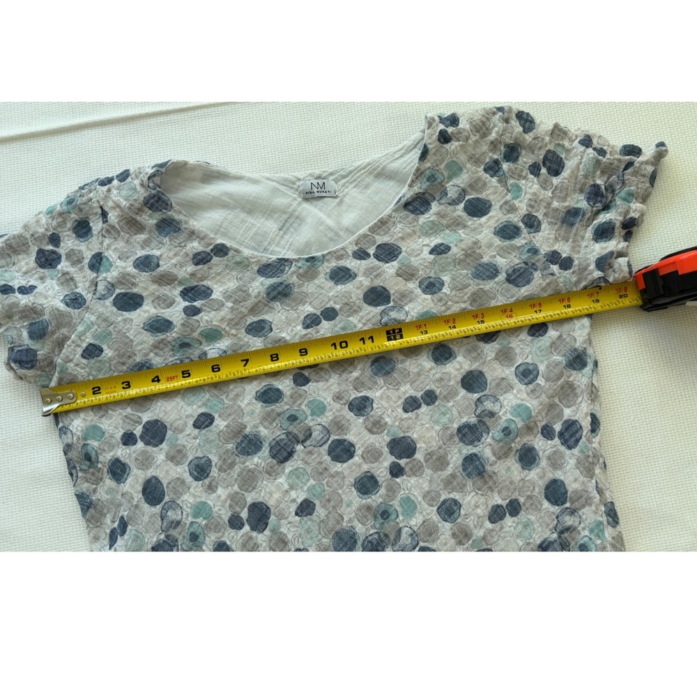 Nina Murati Blue Grey Polka Dot Cotton Gauze Tiered Dress Made in Italy Size M - Picture 8 of 15